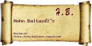 Hohn Baltazár névjegykártya